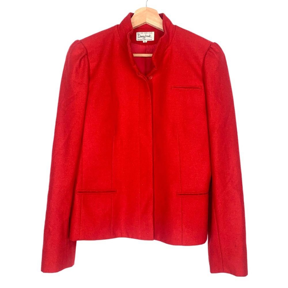 Vintage Red Wool Blend Blazer Jacket by Donnybrook Size 8 Stand Up Collar 80’s